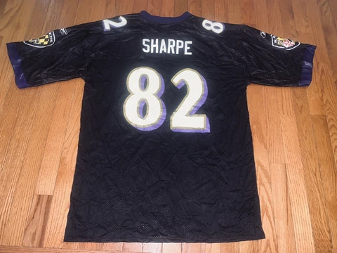 BALTIMORE RAVENS SHANNON SHARPE # 82 FOOTBALL JERSEY MEN'  Reebok Size XL Cover