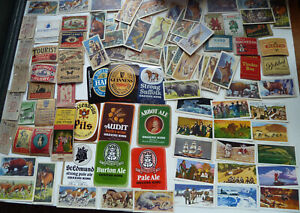 Large joblot collection Interesting vintage Ephemera cig cards beer lables etc