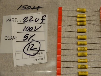 Mallory 150M .22uf 100V 5% Metalized Polyester Film Capacitors Qty 12 NOS - Image 1 of 2