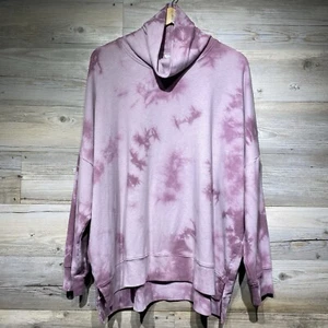 Victoria's Secret PINK Tie Dye Purple Cowl Neck Sweatshirt Sz. LG Oversized Boxy - Picture 1 of 7