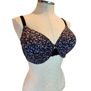 38D Maidenform DM7549 Underwire Bra Full Coverage Fab Fit 2.0 Navy Blue Floral - Picture 1 of 8