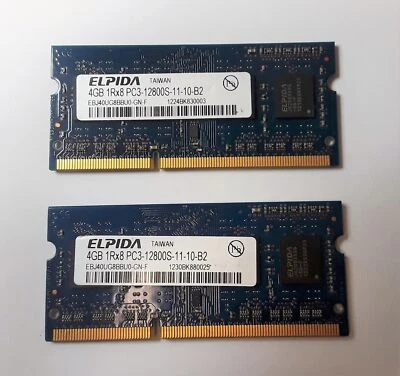 ELPIDA EBJ40UG8BBU0-GN-F 8GB (4GBX2) PC3-12800S MEMORY RAM 60 DAYS WARRANTY!! - Image 1 of 2