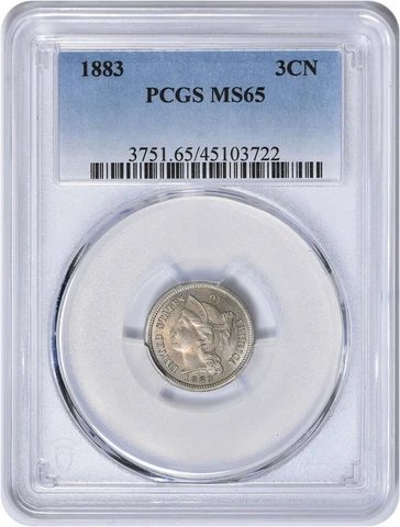 1883 Three Cent Nickel MS65 PCGS Cover
