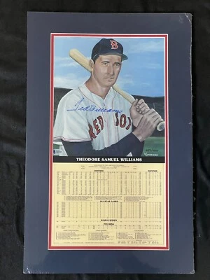 Ted Williams Signed & Matted Career Stat Lithograph 629/1000, 22x14, Beckett COA - Image 1 of 4