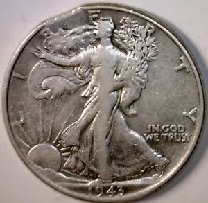 1943 ERROR Clipped SILVER Walking Liberty Half Dollar Coin Clip #3 - Picture 1 of 4