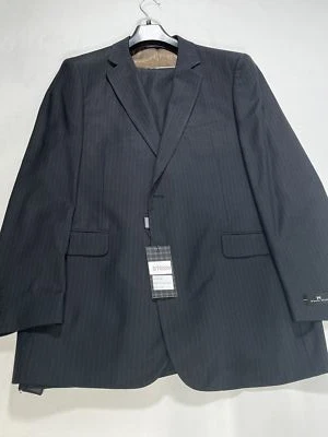 Traje Para Hombre Pierre Noir Negro Rayas 2 Botones Talla 44L NUEVO Foto 1 de 4