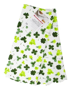 Kitchen Towels Set of 2 dish hand Multi Green Clover Shamrocks KitchenAid - Picture 1 of 2