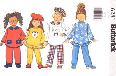 Butterick 6281-Toddlers Long Sleeve Top-Tapered Pants w/Elastic Waist-Hat  1-2-3 - Image 1 of 4