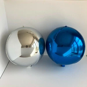 Brandneu 18" Kugel Kugel Runde Luftballons Silber & Blau Party Ballons - Bild 1 von 3