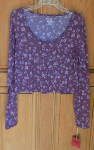 Mossimo Girls Size XXL Dark Red Floral Print L/S T Shirt NWT - Picture 1 of 2