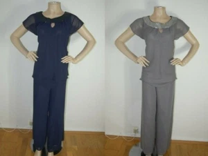 *** Reber ** Damen Kostüm 2 tlg. festlisch Shirt/ Bluse + Hose - Picture 1 of 24