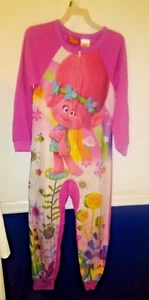 Disney Trolls Girls Pink One Piece Sleep Suit SZ 7-8 - Picture 1 of 5