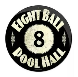 Past Time Signs 8 Ball Pool Hall Vintage Metal Sign - 14x14 - Picture 1 of 1