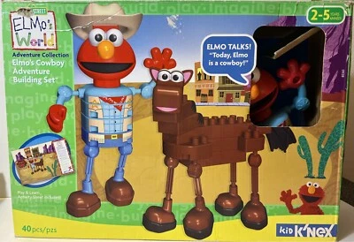 Pre Owned Sesame Street ELMO's COWBOY ADVENTURE KID K'NEX Set~TALKS! Complete - Image 1 of 4