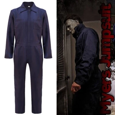 Halloween Men Fancy Dress Michael Myers Navy Jumpsuit Boiler Suit Costume - Image 1 of 4