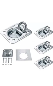 4 Pack Recessed D-Ring Tie down Anchors 6,000 Lb Capacity Heavy Duty Kit Trailer - Picture 1 of 6