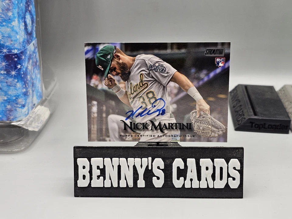 2019 Topps Stadium Club Baseball Black Foil 10/25 Autograph RC Nick Martini - Image 1 of 4