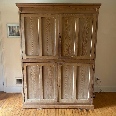 Large 19thC English Pine Housekeepers Cupboard Cabinet Cover