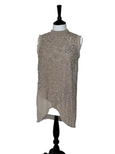 🩶COAST .. Stunning Oyster Sleeveless Longline Sequin Top Size 12🩶 - Picture 1 of 7