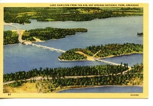 Aerial View-Lake Hamilton-Hot Springs National Park-Arkansas-Vintage Postcard - Picture 1 of 2