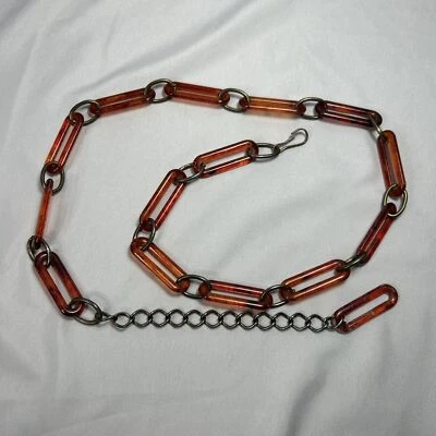 1970s Tortoiseshell Plastic Acrylic Link Belt 31-37” Vintage Chain belt - Image 1 of 4