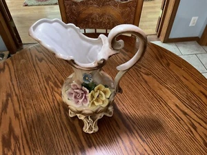 Carpodimonte Italian White with Tan Accents Floral Vase ,Urn # 466 Vintage - Picture 1 of 11