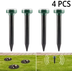 4 Pezzi Repellente Ad Ultrasuoni Solare Per Talpe Topi Gatti Scaccia Animali - Foto 1 di 14