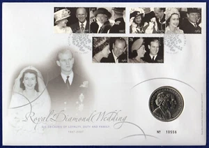 Great Britain 2007 BU £5 Coin Cover, 5 Pounds, Diamond Wedding (Ref. t5386) - Picture 1 of 4