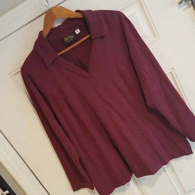 Bob Mackie Usable Art Mujer XL Largo Slv Cuello en V Granate I-4 Foto 1 de 4