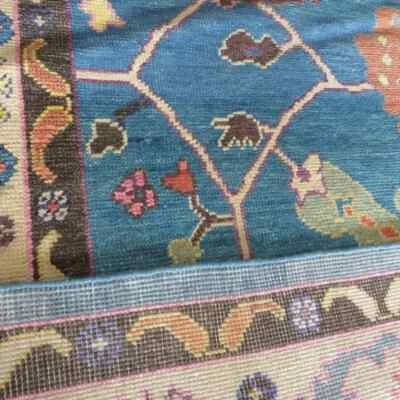 Oushak unique Blue/Cream Cotemporary Hand-knotted Carpets & Rugs for living area - Image 1 of 4