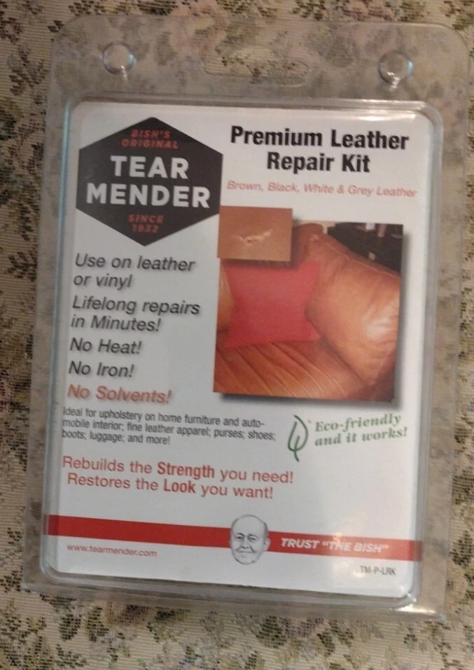Tear Mender Leather Repair Kit Patches Color Refinish Compound 2 Oz Bottle Latex