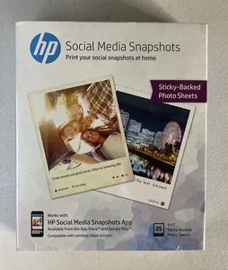 Paquete de 25 instantáneas de papel fotográfico para redes sociales HP adhesivas 4 x 5 NUEVO - Imagen 1 de 3
