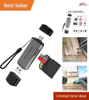 Universal SD Card Reader - USB 3.0 and USB-C - Mac, PC, Laptop, iPhone, iPad - Image 1 of 4