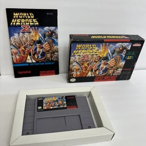 World Heroes 2 (SNES) Super Nintendo CIB Complete Box Takara 1994 RARE - Picture 1 of 9