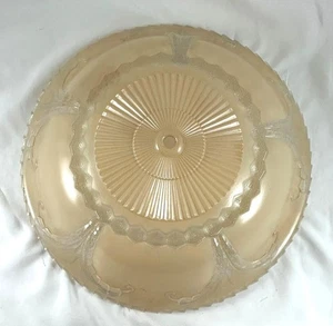 Vintage 14" Art Deco Ceiling Light Shade Beige Frosted Glass - Picture 1 of 6