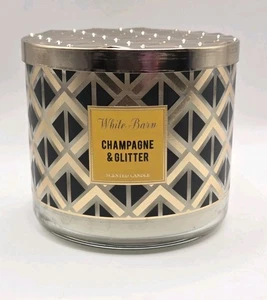 Bath Body Works White Barn Champagne & Glitter 3 Wick Candle RARE - Picture 1 of 4