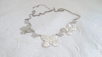 Gold Butterfly White Rhinestone Chain Belt 39" 7.75" Adj Chain On End - image 1 of 3