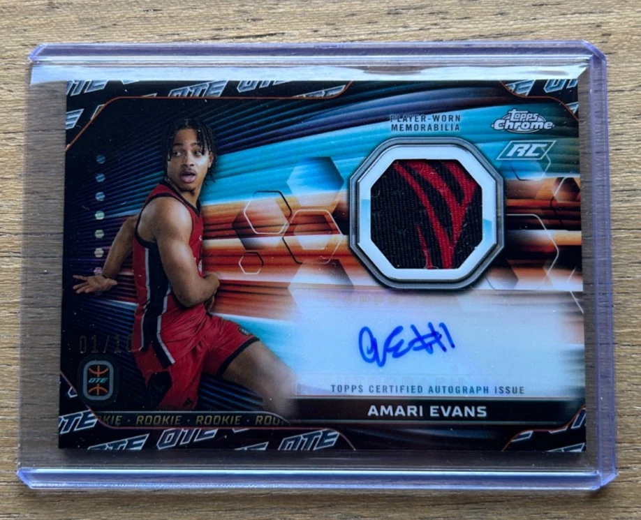 2023 Topps Chrome OTE Amari Evans Black Refractor Patch Auto /10 Tennessee - Image 1 of 1