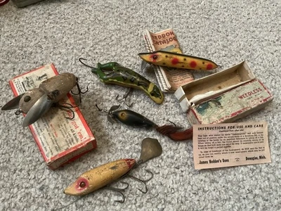 5 señuelos/cajas antiguos James Heddon Warrior ver fotos... Foto 1 de 4