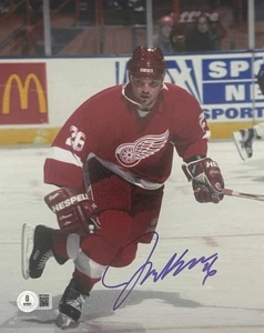 Joe Kocur handsigniertes 8x10 Detroit Red Wings Foto Beckett CoA - Bild 1 von 1