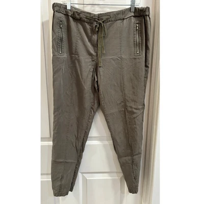 Lou & Grey Women’s Jogger Pants Size Large L Olive Green Drawstring Zip Pockets - Image 1 of 4