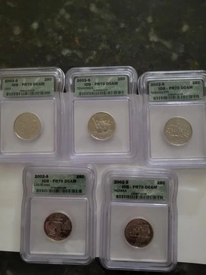 2002 ICG *PERFECT* PR70 DCAM Set of Statehood Quarters 5 coins - Image 1 of 4