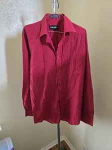 Adolfo Red Men's Long Sleeve Button Up Shirt With Pocket - Picture 1 of 3