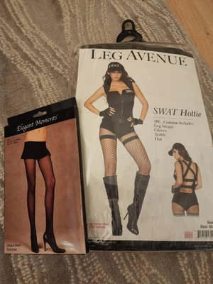 Leg Avenue Negro SWAT Hottie Disfraz de Halloween Plus Pantimedias Talla M NUEVO Foto 1 de 4