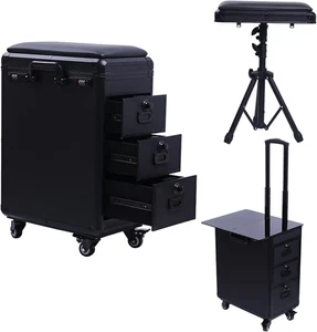 Tattoo Luggage, Tattoo Arm Rest Stand Con 3 Cassetti Tavolo Di Bellezza Regolabi - Foto 1 di 12