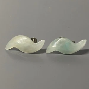 Vintage grüne Jade Ohrringe Schraubverschluss Art Deco Stil Schmuck - Bild 1 von 12