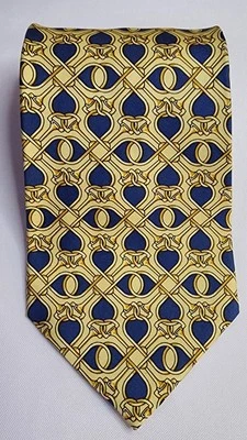 复古 Paolo Gucci 意大利男式奶油色皇家马术图案丝绸领带 58 x 4 — 第 1/4 张图片