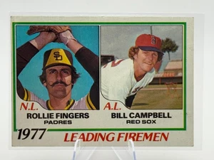 1978 Topps 1977 Leading Firemen Rollie Fingers/Bill Campbell #208 en muy buena condición - Imagen 1 de 2