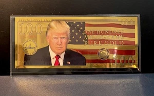 NEW💎2025 Official President Donald Trump 24K Gold AURUM NOTE🔥GOLDBACK GOLDFOIL - Picture 1 of 10