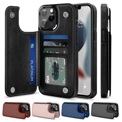 For iPhone 16 Pro Max Phone Case Leather Card Wallet Slot Kickstand Cover - Image 1 of 4